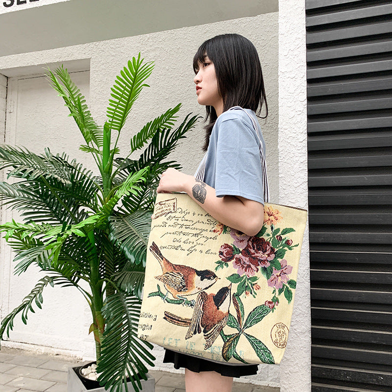 Student Canvas Women's Literary And Artistic Ethnic Shoulder Bag