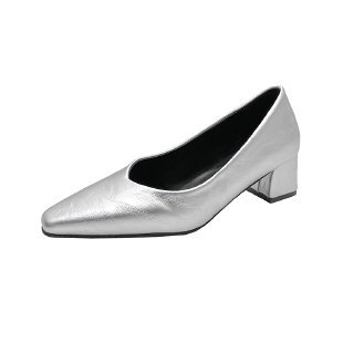 French Retro Square Toe Mid-heel Shoes Women