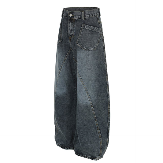 Women's Worn Looking Washed Out Wide Leg Jeans