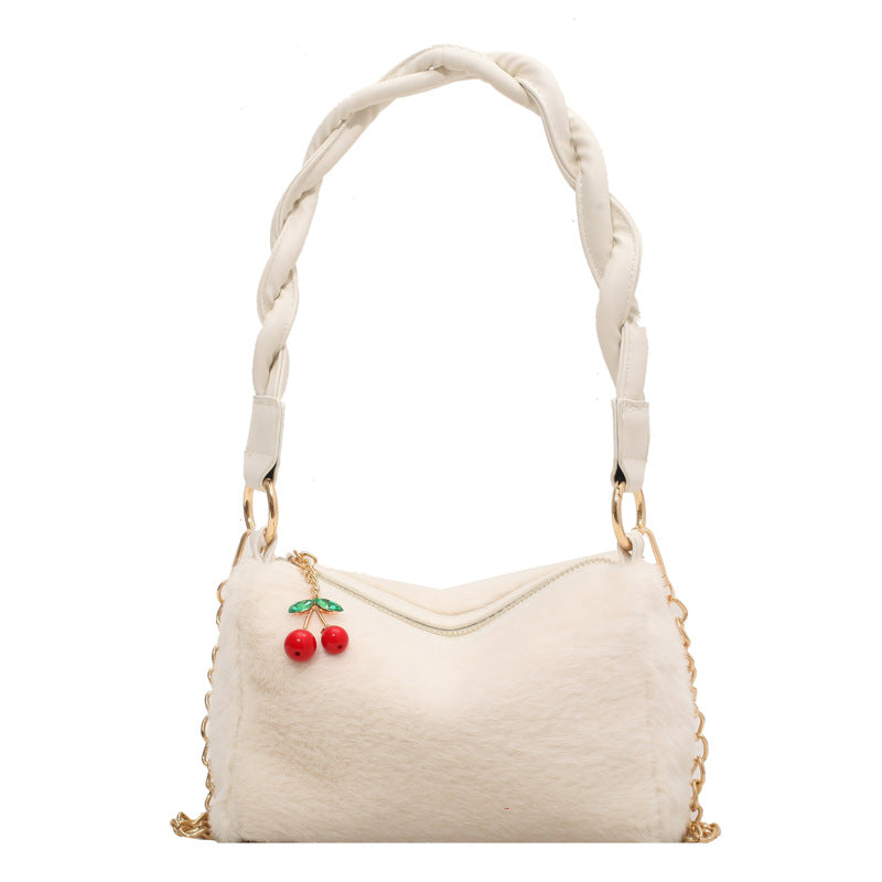 Fashion Small Square Bag With Cherry Pendant