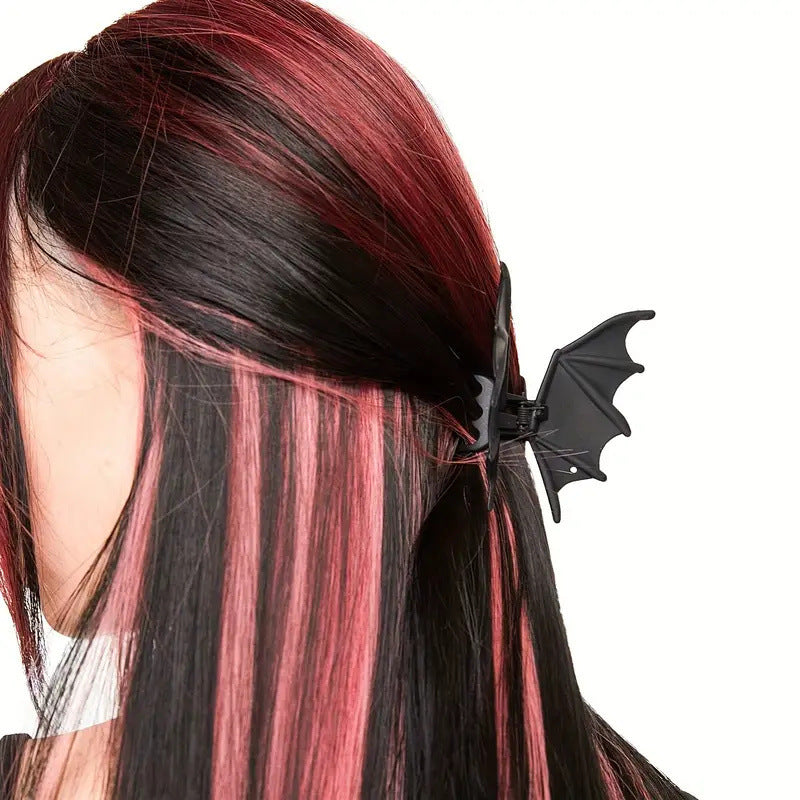 Matte Black Bat Barrettes Female