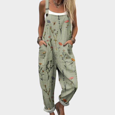 Women's Digital 3D Printing Buttons Casual Suspender Trousers Suspenders
