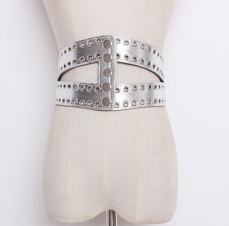 Flowing Eye Rivet Elastic Elastic Waistband Female Decoration