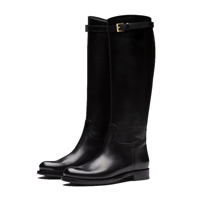 Vintage Round Toe Embossed Casual All Match Flat Boots