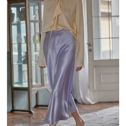 Women's Triacetate Satin Casual Elastic Waist Skirt