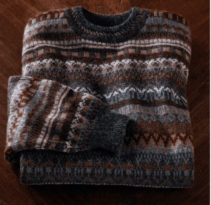 Womens Chunky-Knit 3D Crew-Neck Top With Digital Print