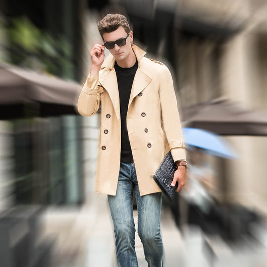 Casual Trench Coat For Men Mid-length Design