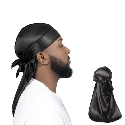 Unisex Satin Long Tail Headwrap Stretchy Pirate Hat And Hip Hop Turban For Men And Women, Elastic Bandana Cap For Costume And Fashion