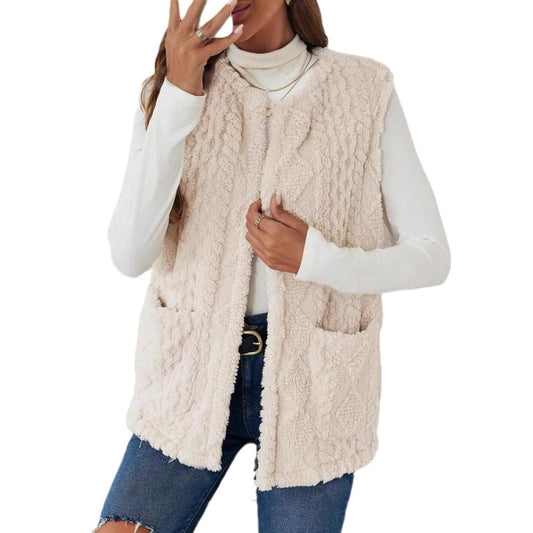 Stylish Casual Cardigan With Plush Pockets On Both Sides