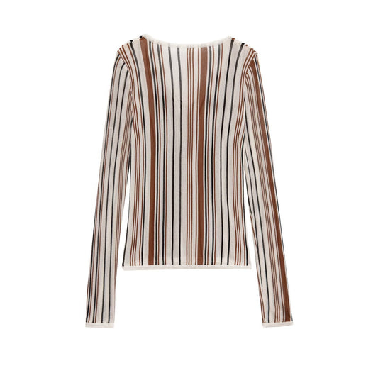 Langærmet V-hals-sweater i hørblanding