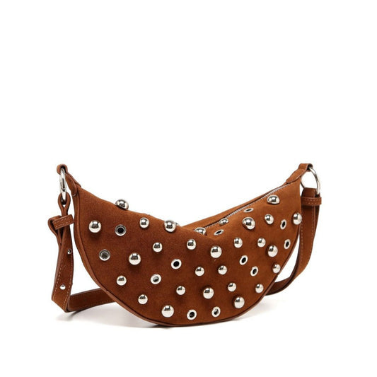 Fashion Retro Rivet Crossbody Bag Metallic Matte Underarm Bag