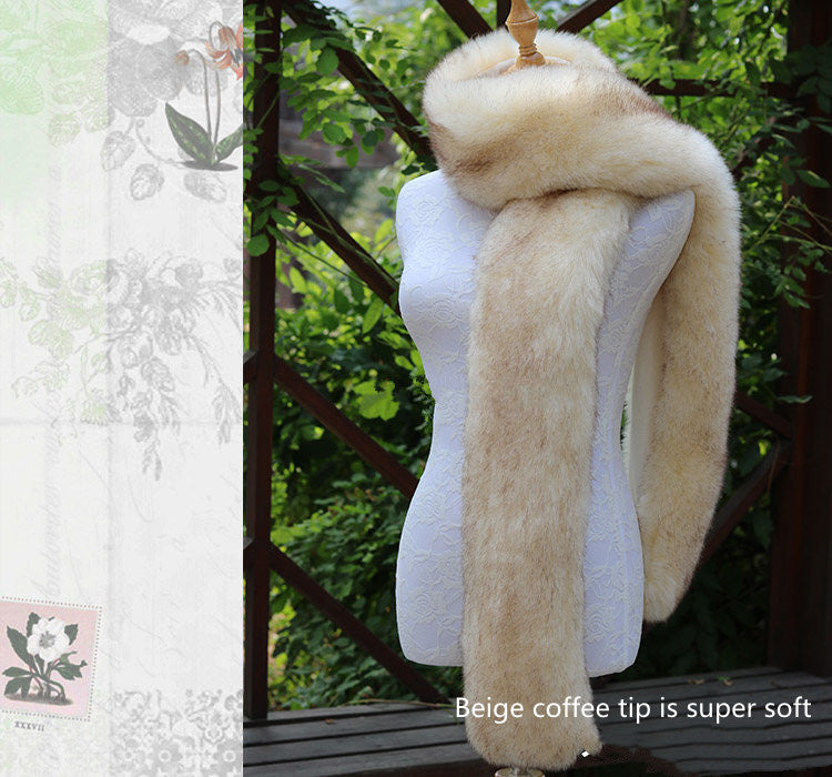 Faux Fox Fur Scarf And Fur Long Women Winter