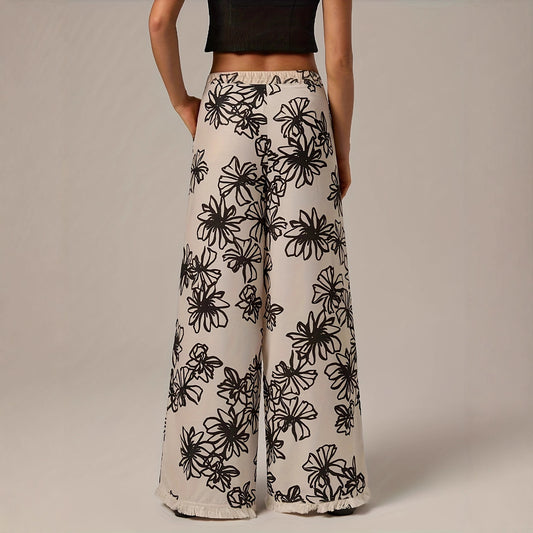 New Soft-style Elegant Wide-leg Pants With A Delicate Print