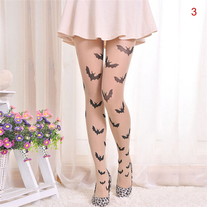 Velvet cartoon fake tattoo printed stockings