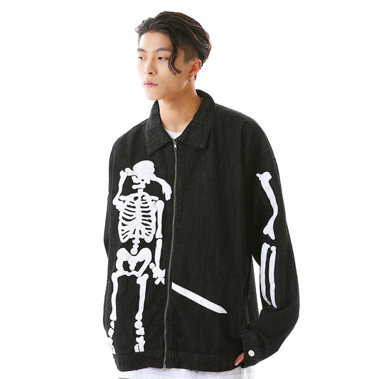 Men's Skull Embroidered Loose Jacket