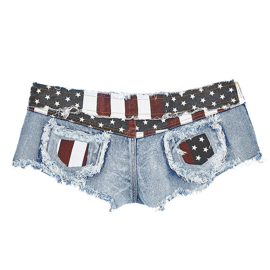Night club women's sexy national flag low waist hole