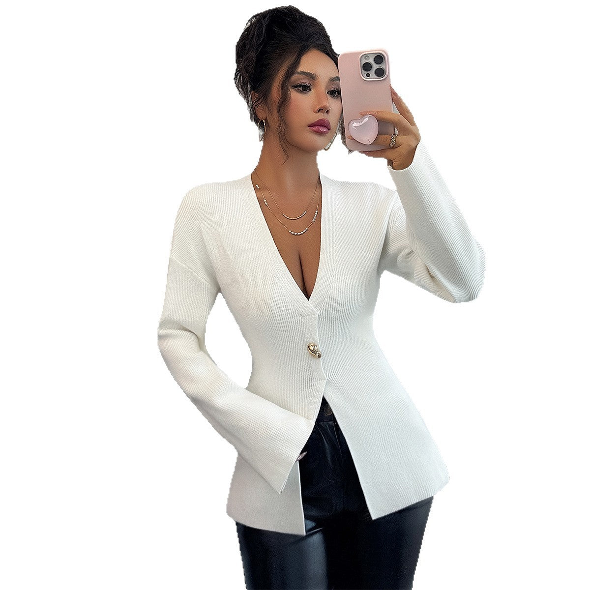 Elegant Uldstrikket Langærmet Sweater
