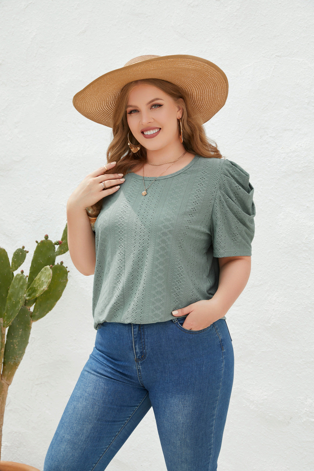 Dame Løs T-shirt Plus Size