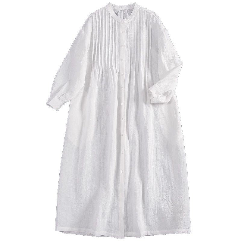 Versatile Casual White Long Shirt Dress