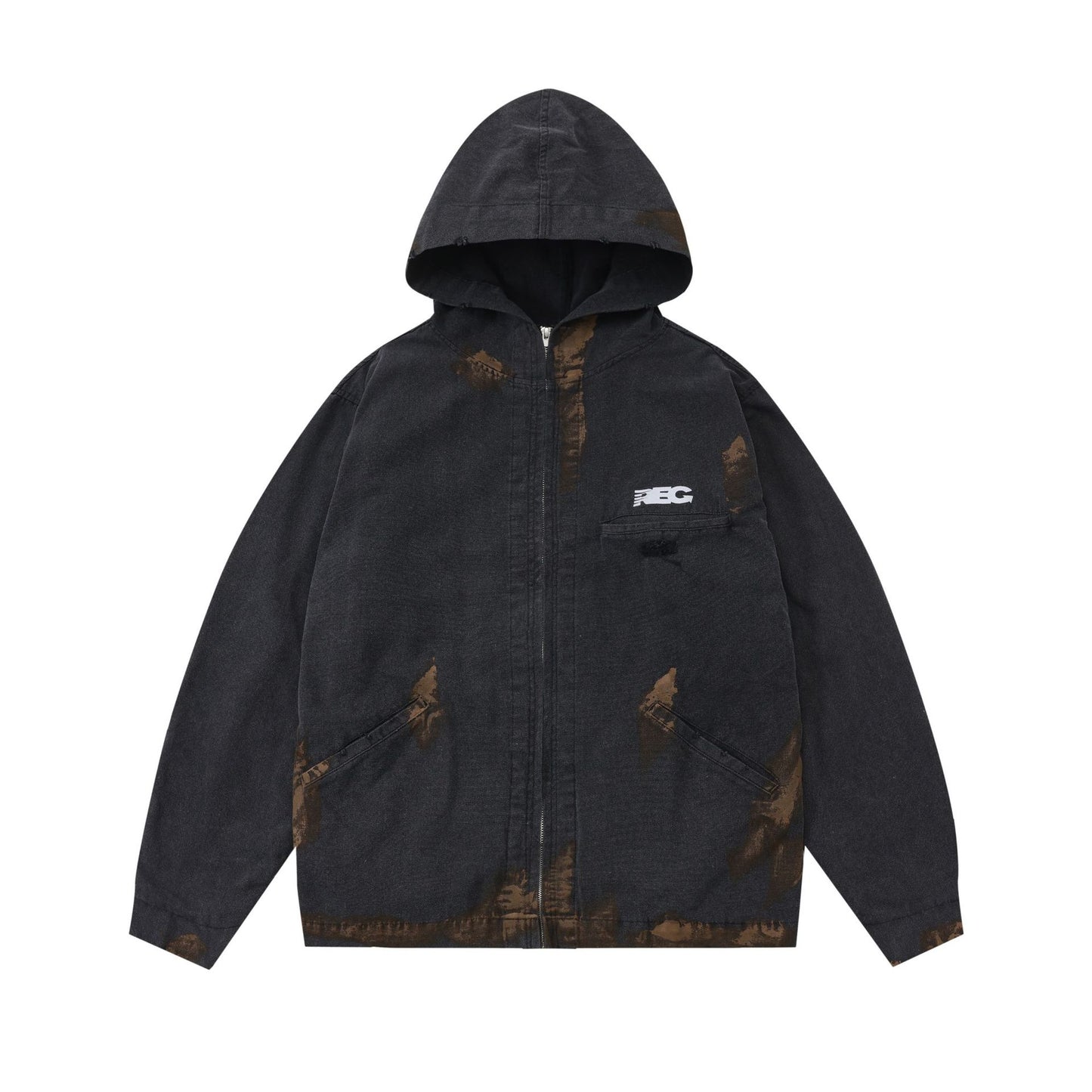 Fashion Loose Hooded Zipper Jacket