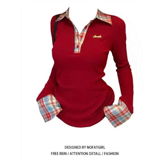 Polo-krave langærmet design slim fit hot girl underdelsskjorte