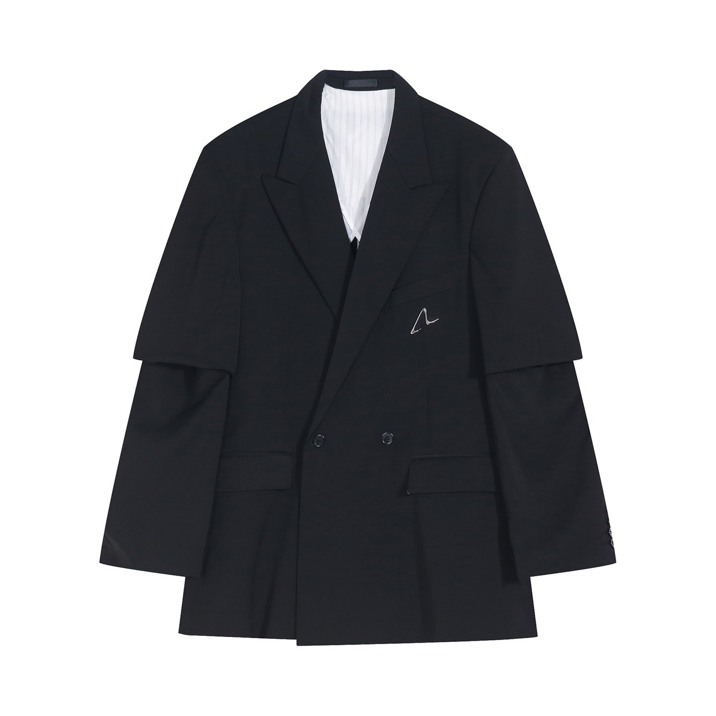 Metal Label Design Detachable Short Sleeve Padded Shoulder Suit