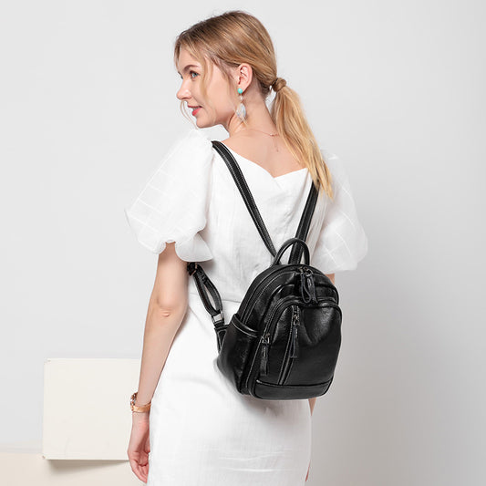 Women's Fashion All Match Black Personality Backpack