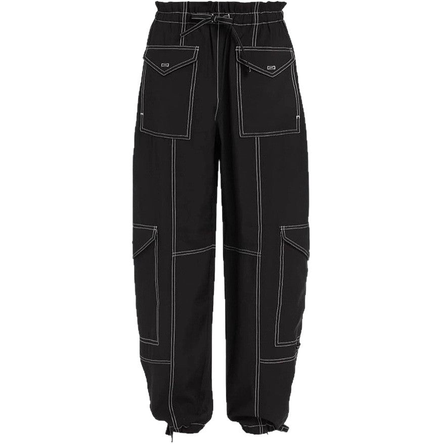 High-waisted Patchwork Loose-fit Cargo Pants With Multiple Pockets