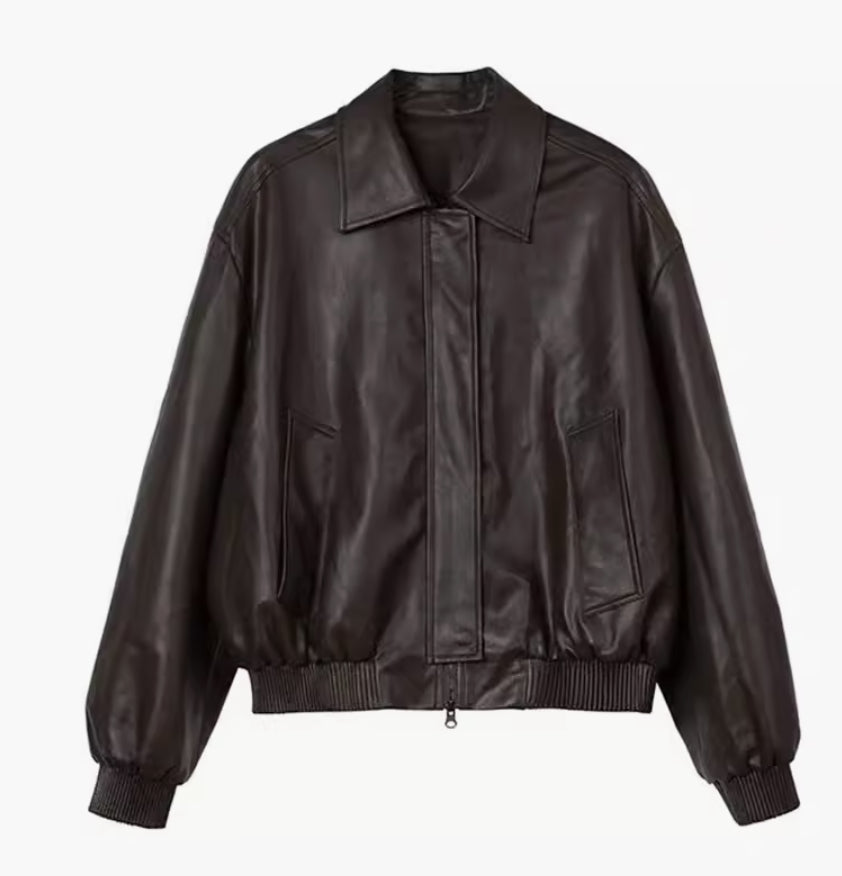 Pilot Leather Jacket Men's Hip Hop Rock Motorcycle PU Leather Jacket Lapel Casual Coat
