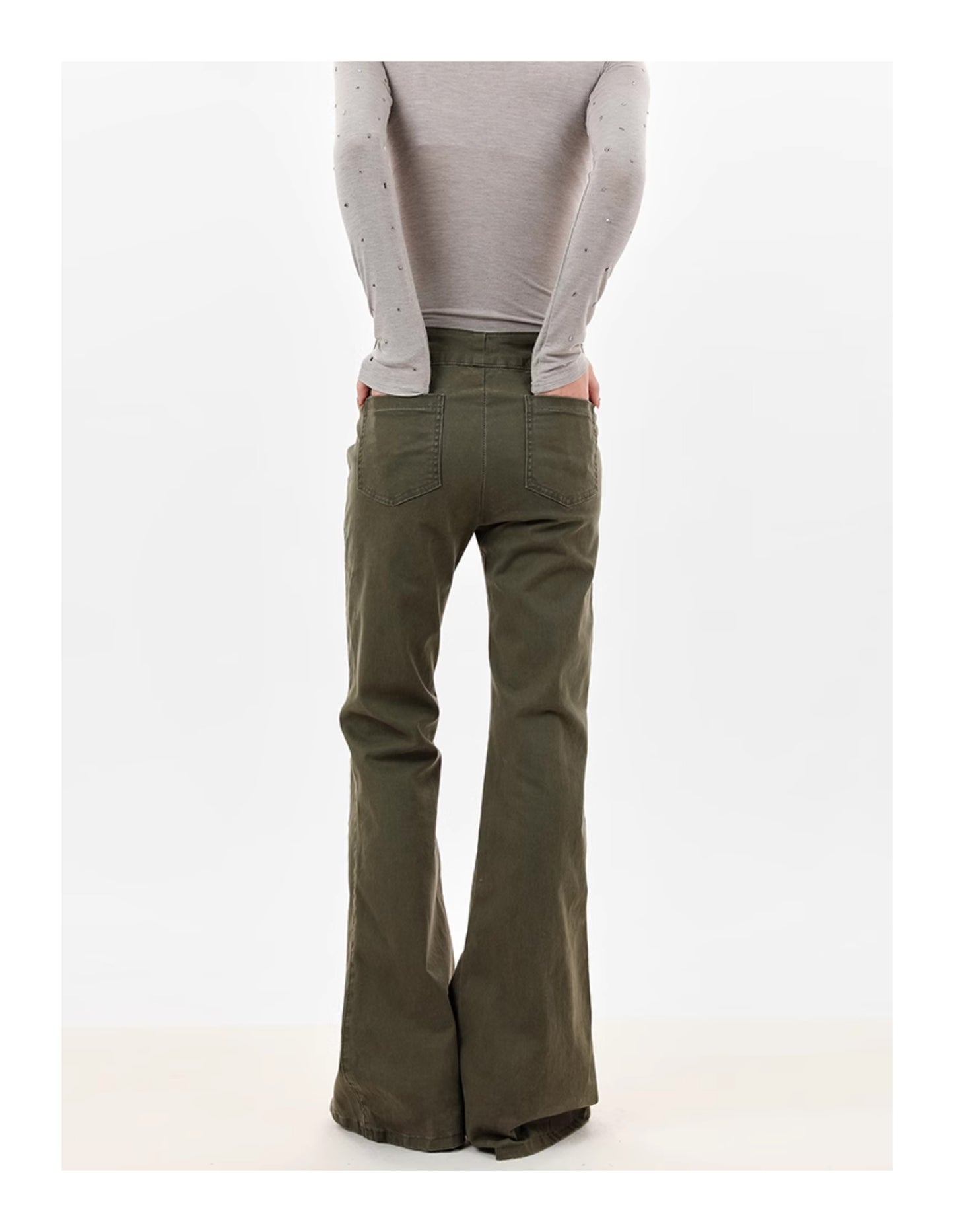 American-style Vintage Crumpled Low Waist Skinny Jeans