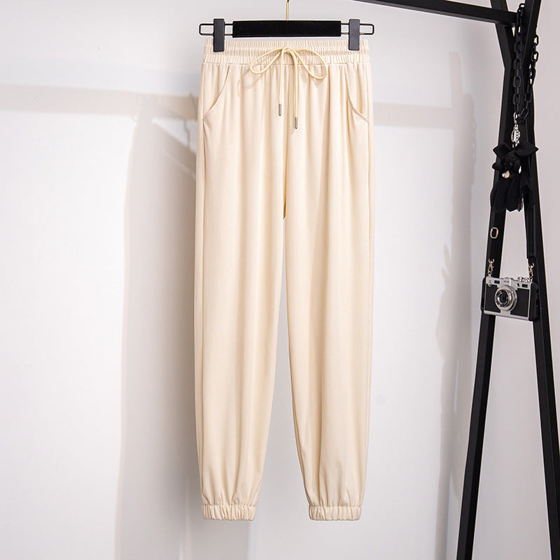 Løse capri-leggings i issilke med høj talje til kvinder