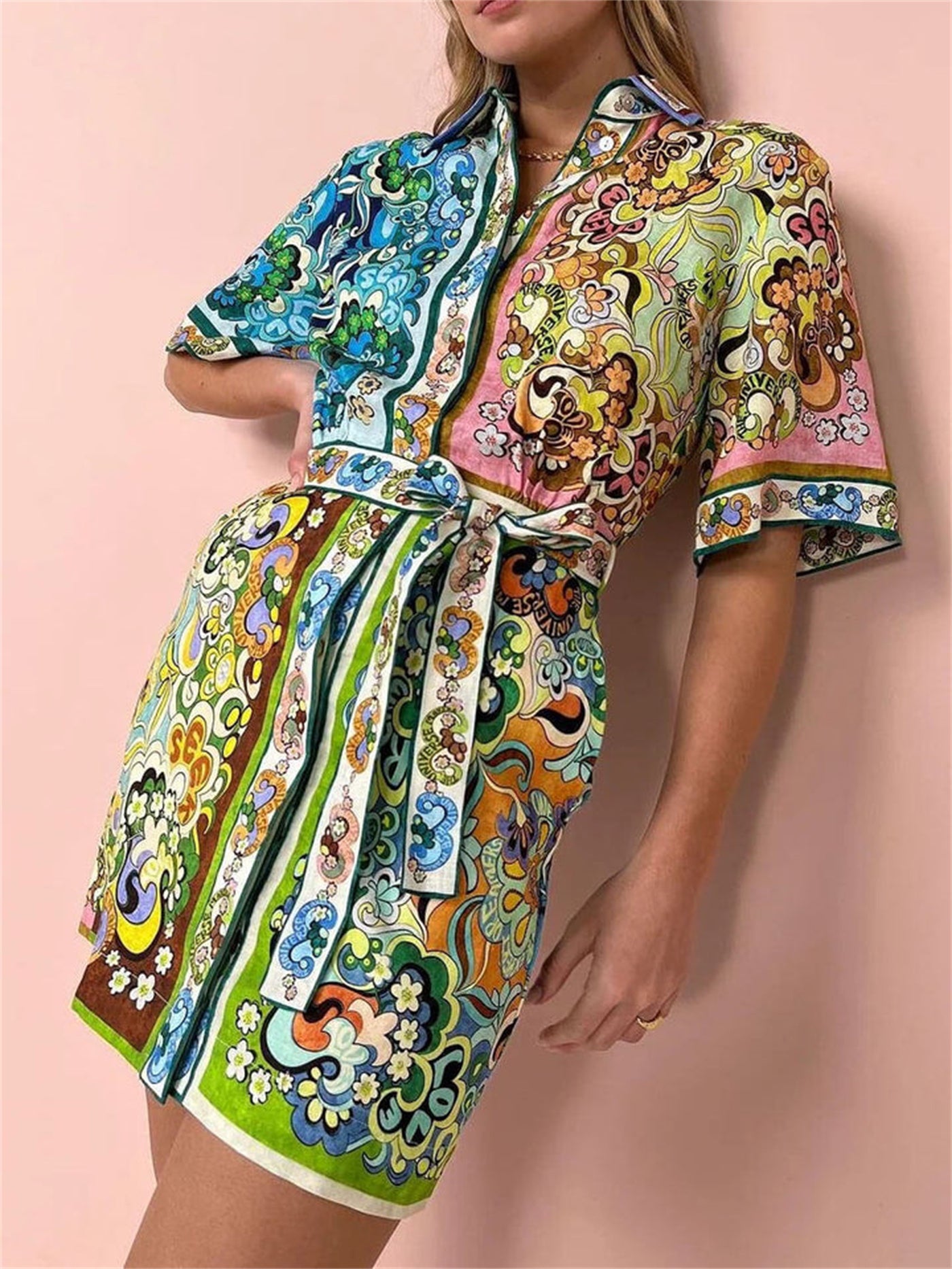Special Satin Printed Mini Dress