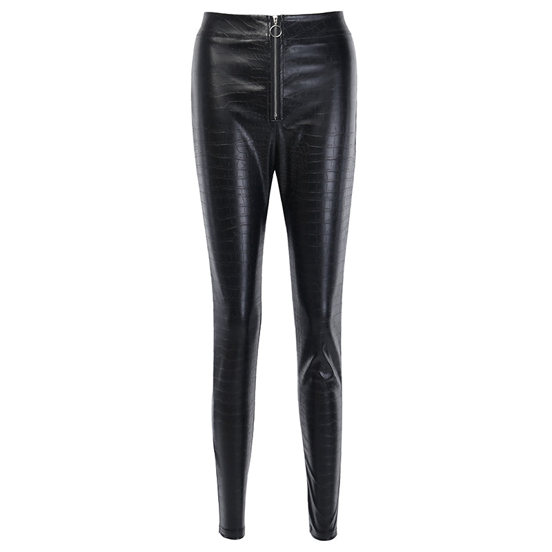 PU leather zip leggings