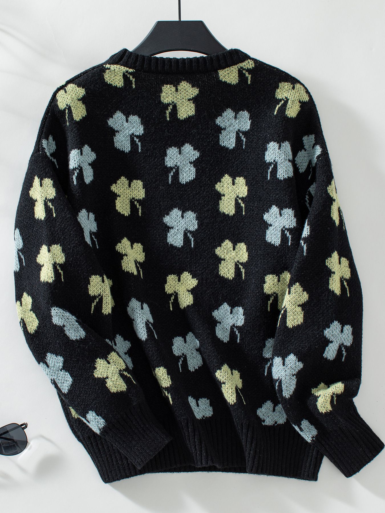 Drizzle Clover Jacquard Pullover Women's Sweater