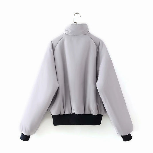 Double-sided Wear Loose Color Matching Stand-up Collar Jacket