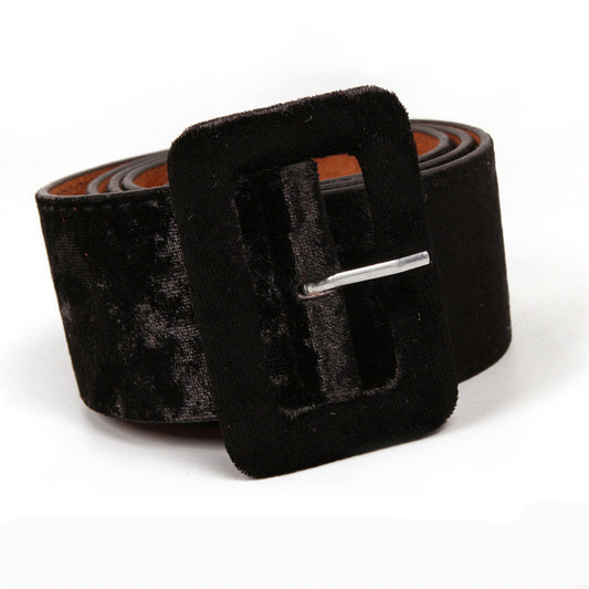 Ladies Gold Silk Velvet Coat Leather Belt
