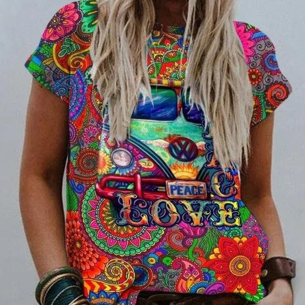 Cross Border Pattern Printed Women's Short-sleeved T-shirt