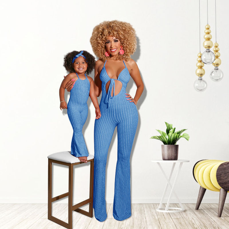 Street Sexy Fashion Striped Parent-child Suit