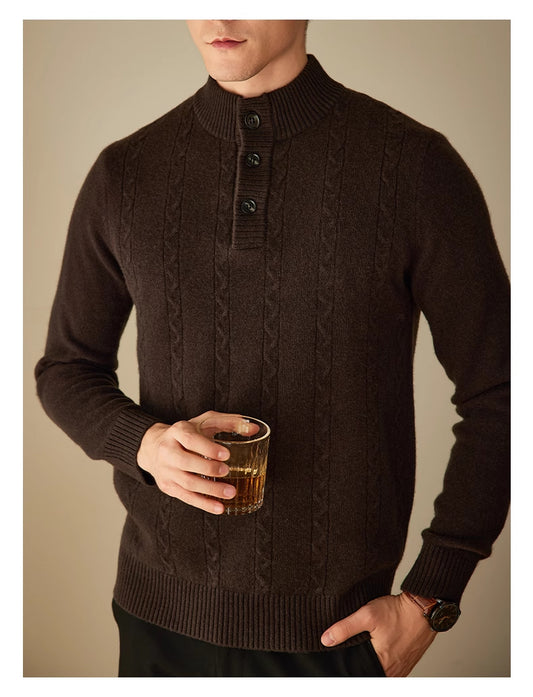 Men's Half-high Collar Button Sweater 24 Autumn And Winter New Thick Sweater
