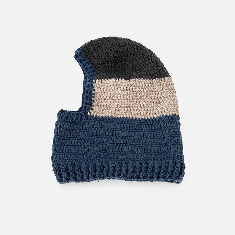 Bib Knitted Striped Woolen Pullover Hat