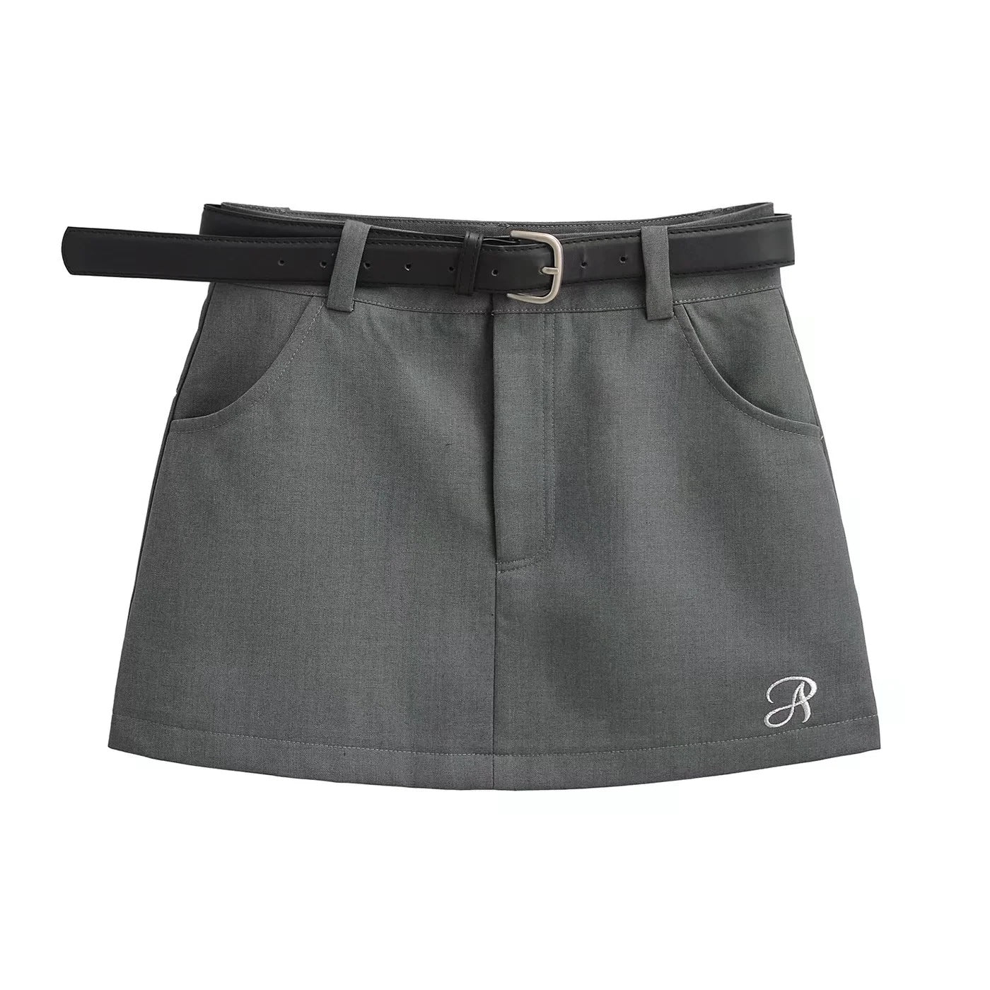 Letter Embroidery Anti-exposure High Waist Retro A- Line Short Skirt For Women