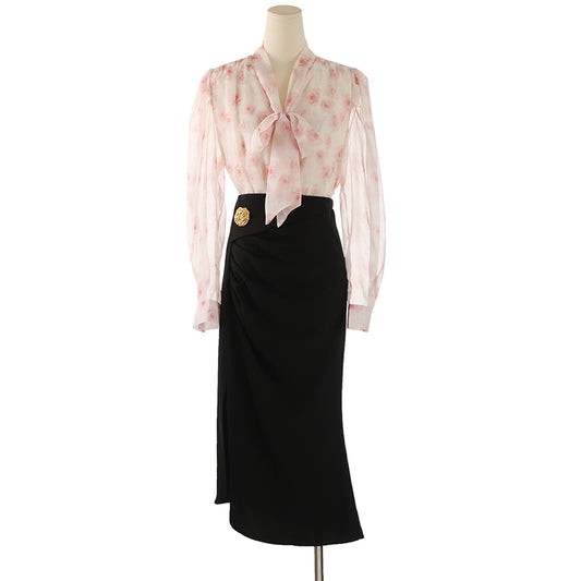 Elegant Irregular Slit Suit Skirt Women