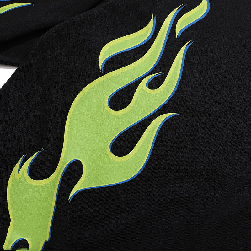 Design Niche Green Flame Printed Long Sleeves