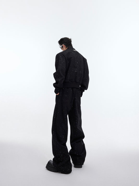 Stand Collar Sweater Suit Tie Stitching Jacket