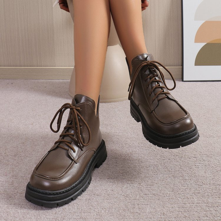 New Platform Cross Strap Solid Color Women's Boots