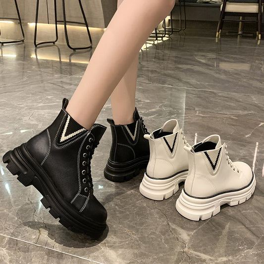 Fashion Single Boots Color Matching Autumn And Winter