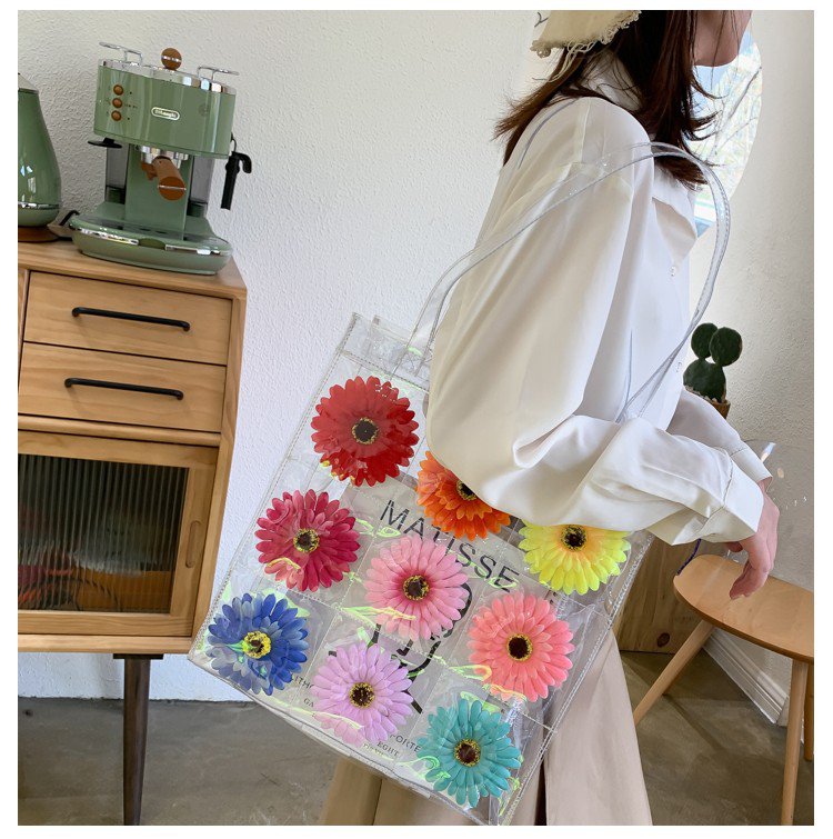 PVC Farverig Blomsterhåndtaske Én Skulder