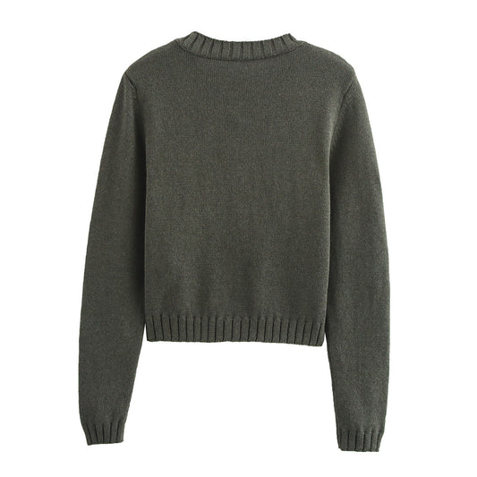 Women's Round Neck Long Sleeve Cardigan Loose Knitted Coat