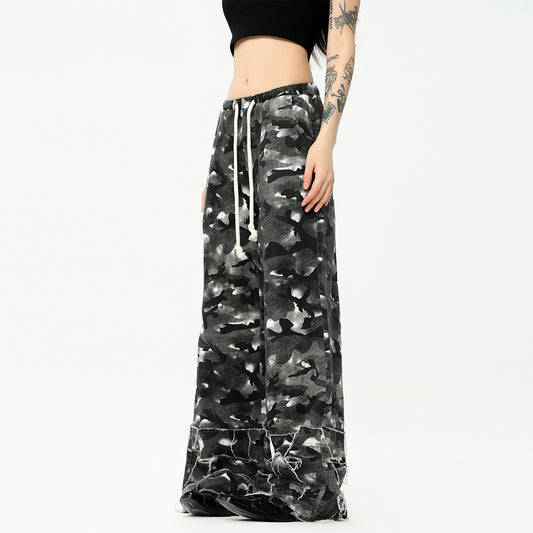 Women's Washed Old Camouflage Casual Pants