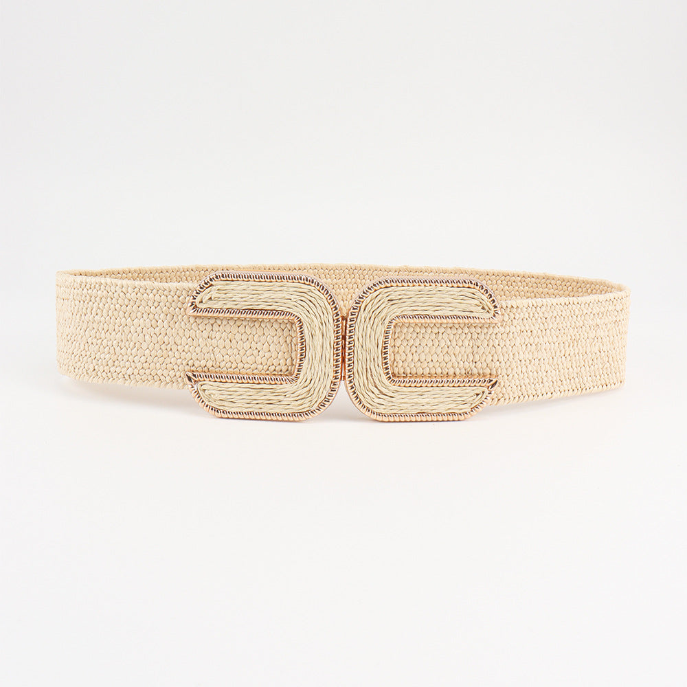 Elastic Waistband Women's Design Sense Niche Straw Elastic
